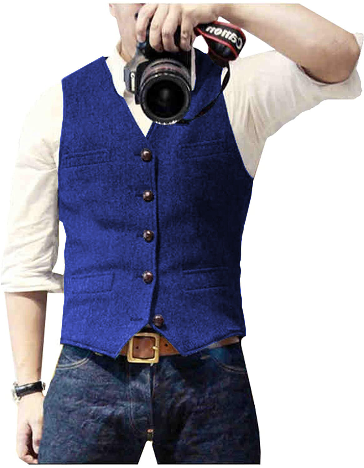 Mens Tweed Suit Vest Retro Herringbone Western Groom Formal Dress Waistcoat Vest