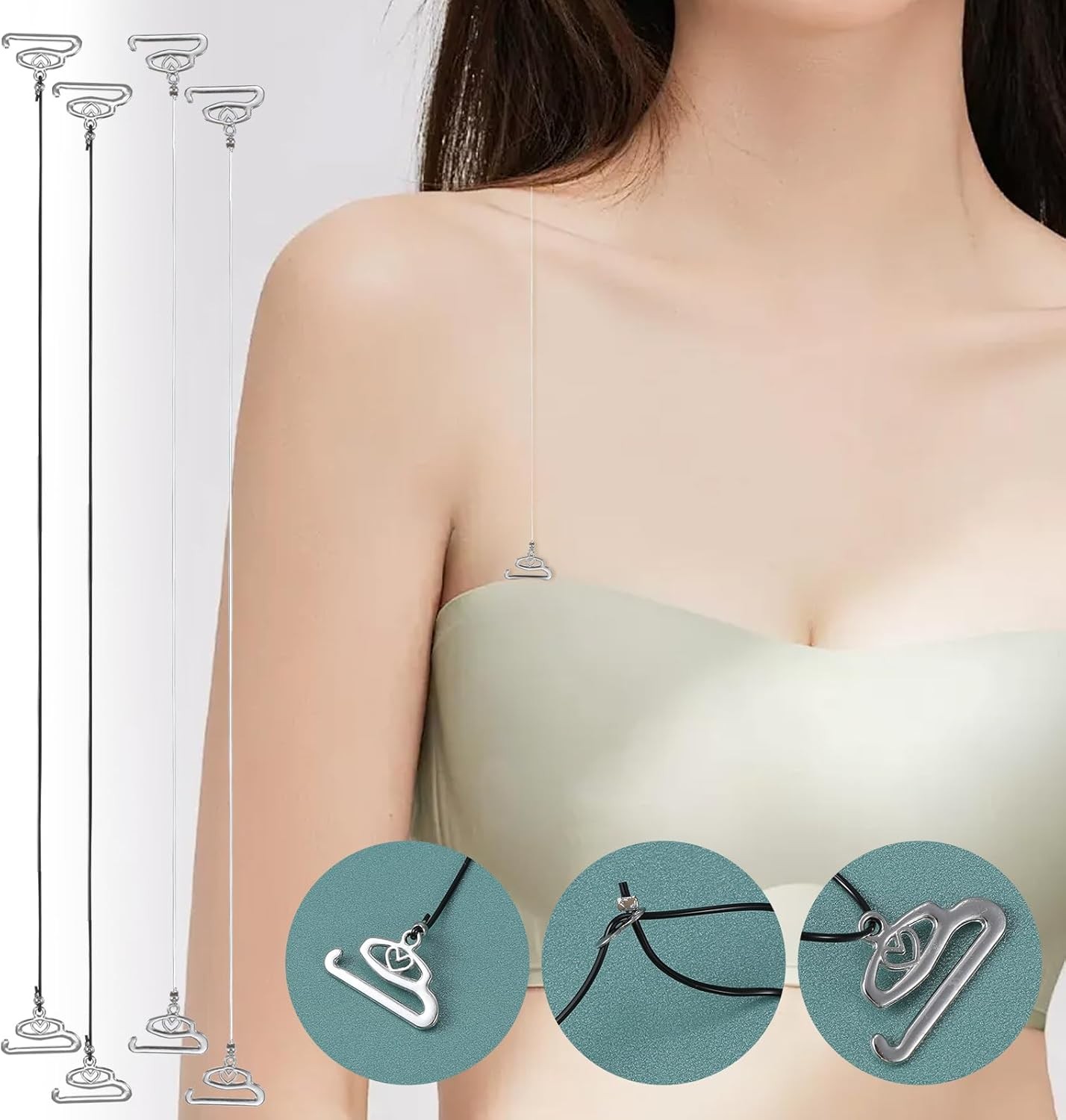 24Pcs Clear Bra Straps Invisible Bra Straps Replacement Elastic Dance Bra Clear