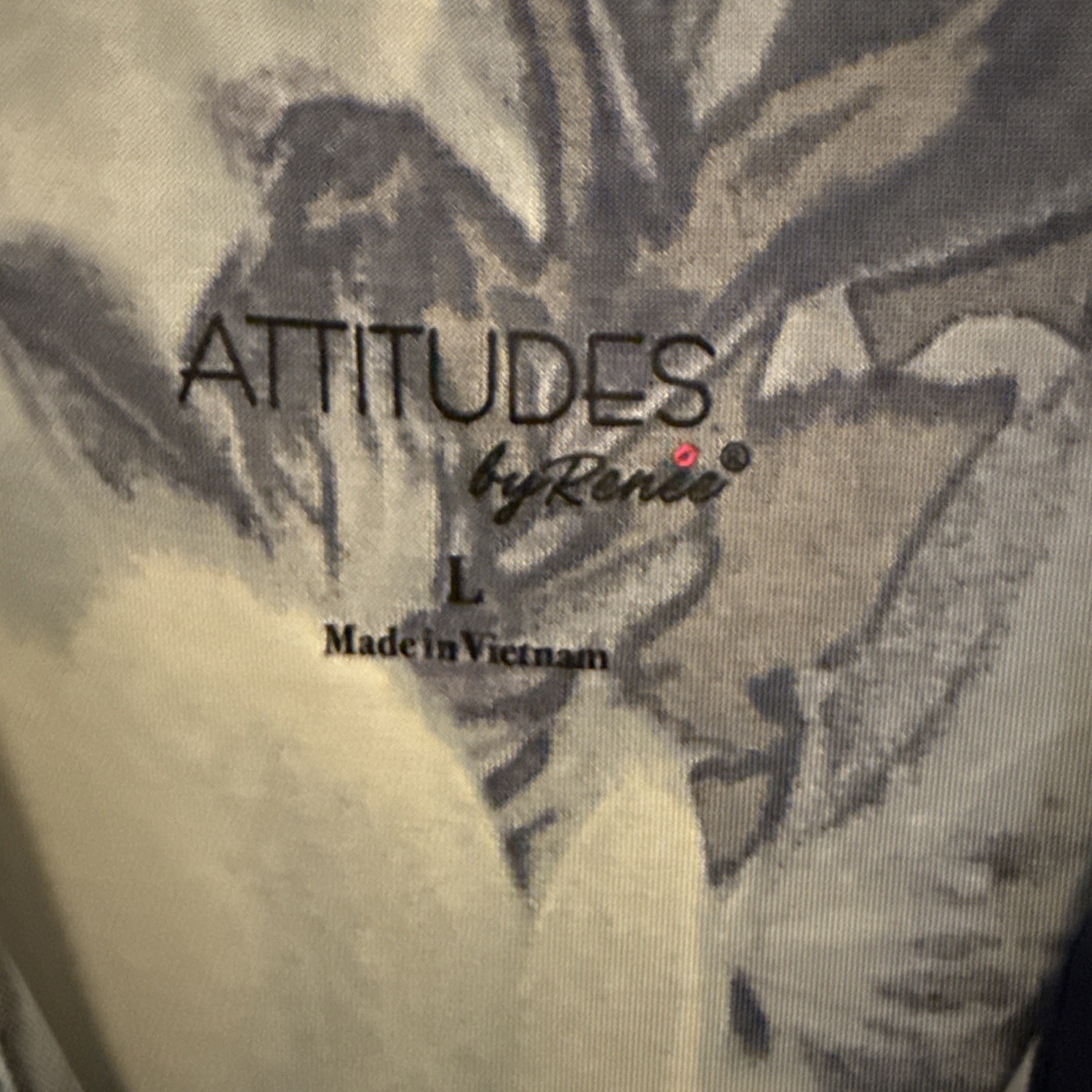 Additudes By Renee Blue Floral Long Sleeve Button Down Polyester Spandex Blouse