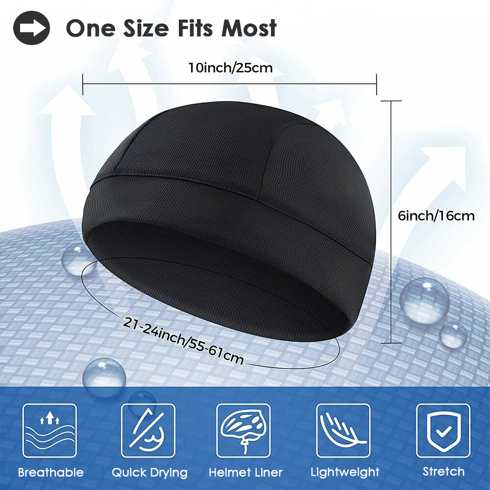 Men Cooling Skull Cap Helmet Liner Summer Quick Drying Cycling Sports Beanie Hat