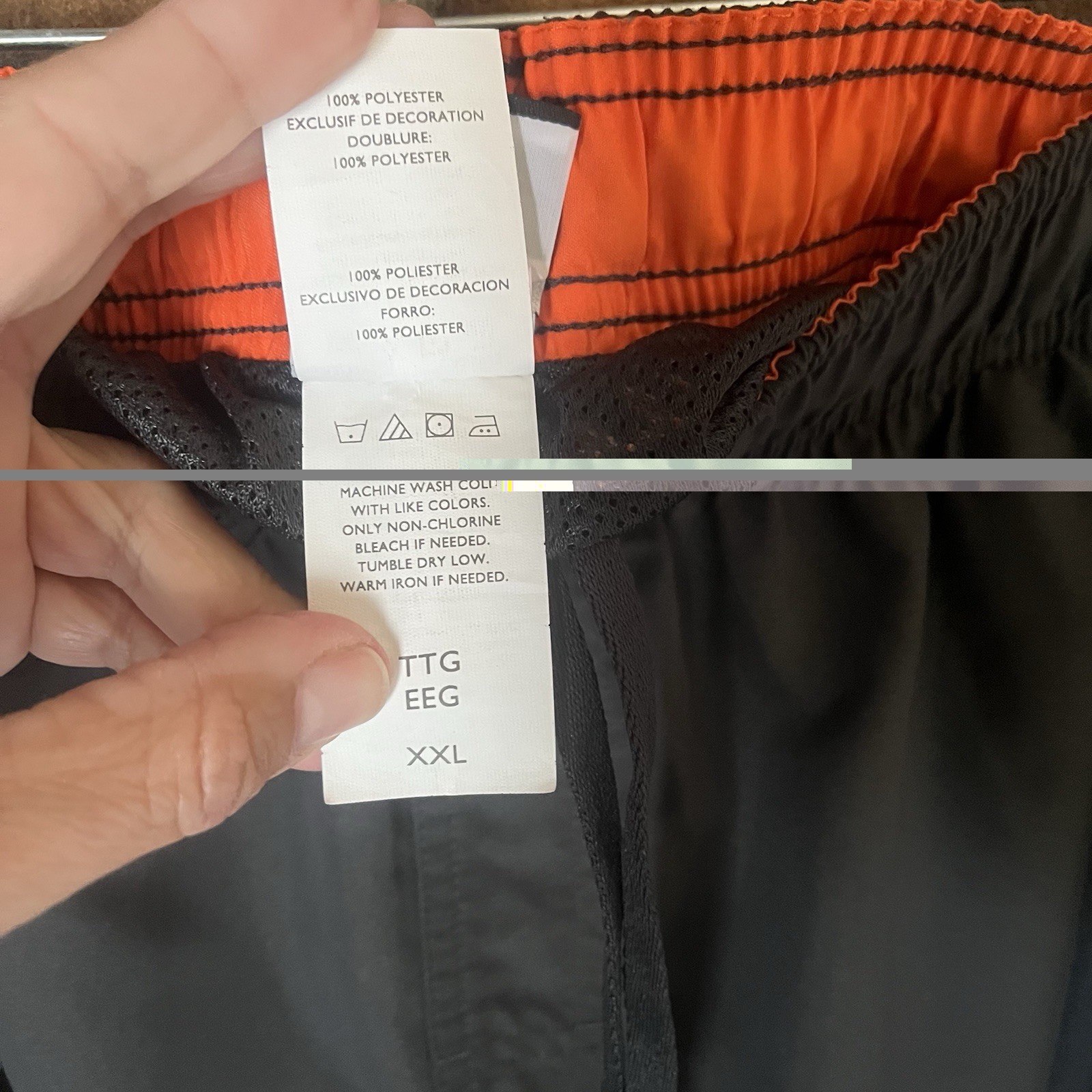 Nike Men XXL Core Volley 9″ Cargo Swim Trunks Mesh Liner Charcoal Grey Orange