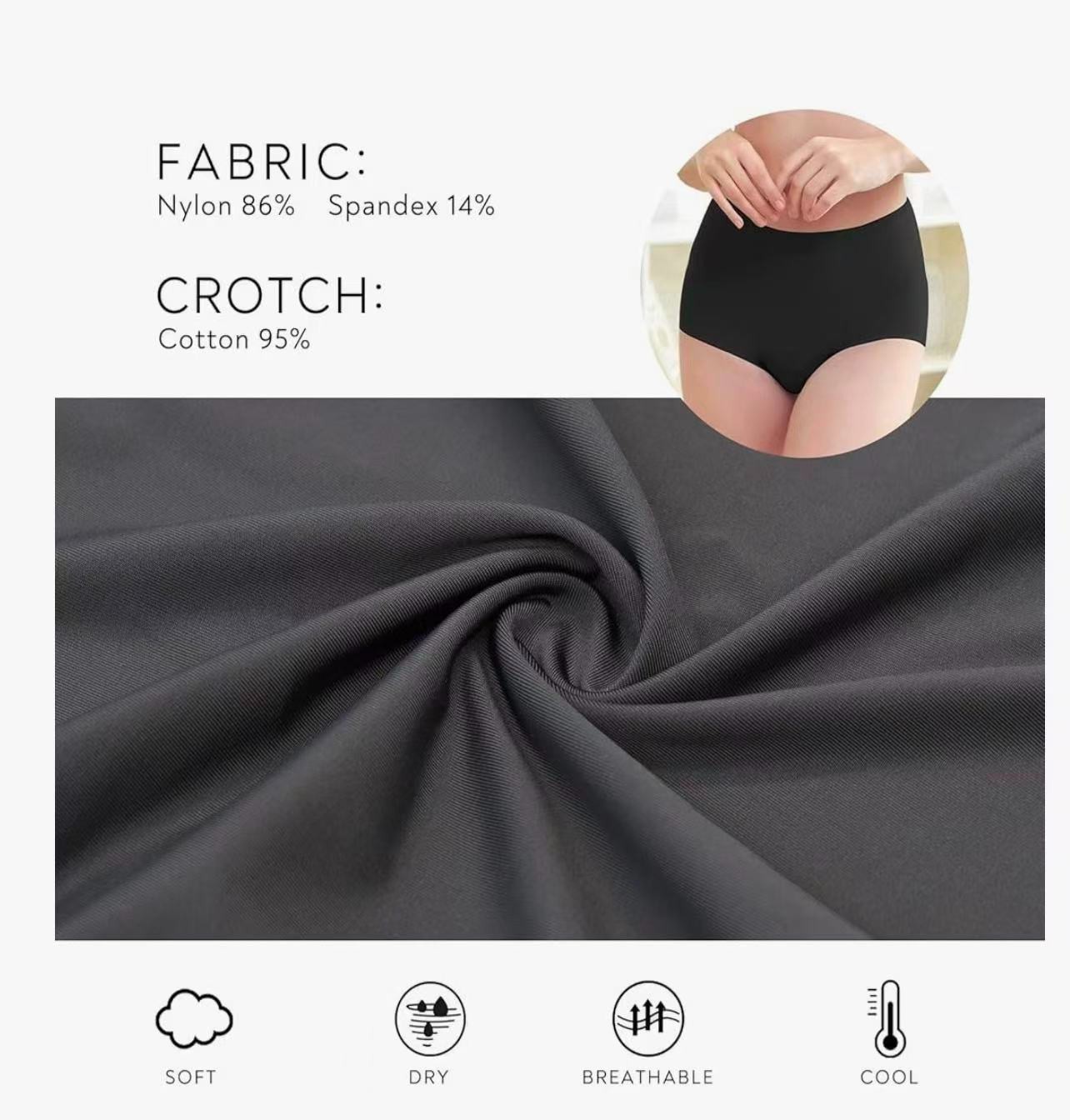 No Show High Waist Briefs Underwear for Women Seamless Panties Multi P