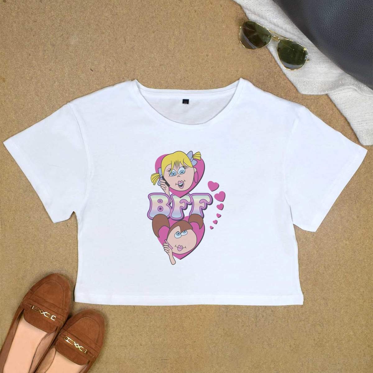 ‘Best Friends Forever’ Women’s Cotton Crop Tops (CO058605)