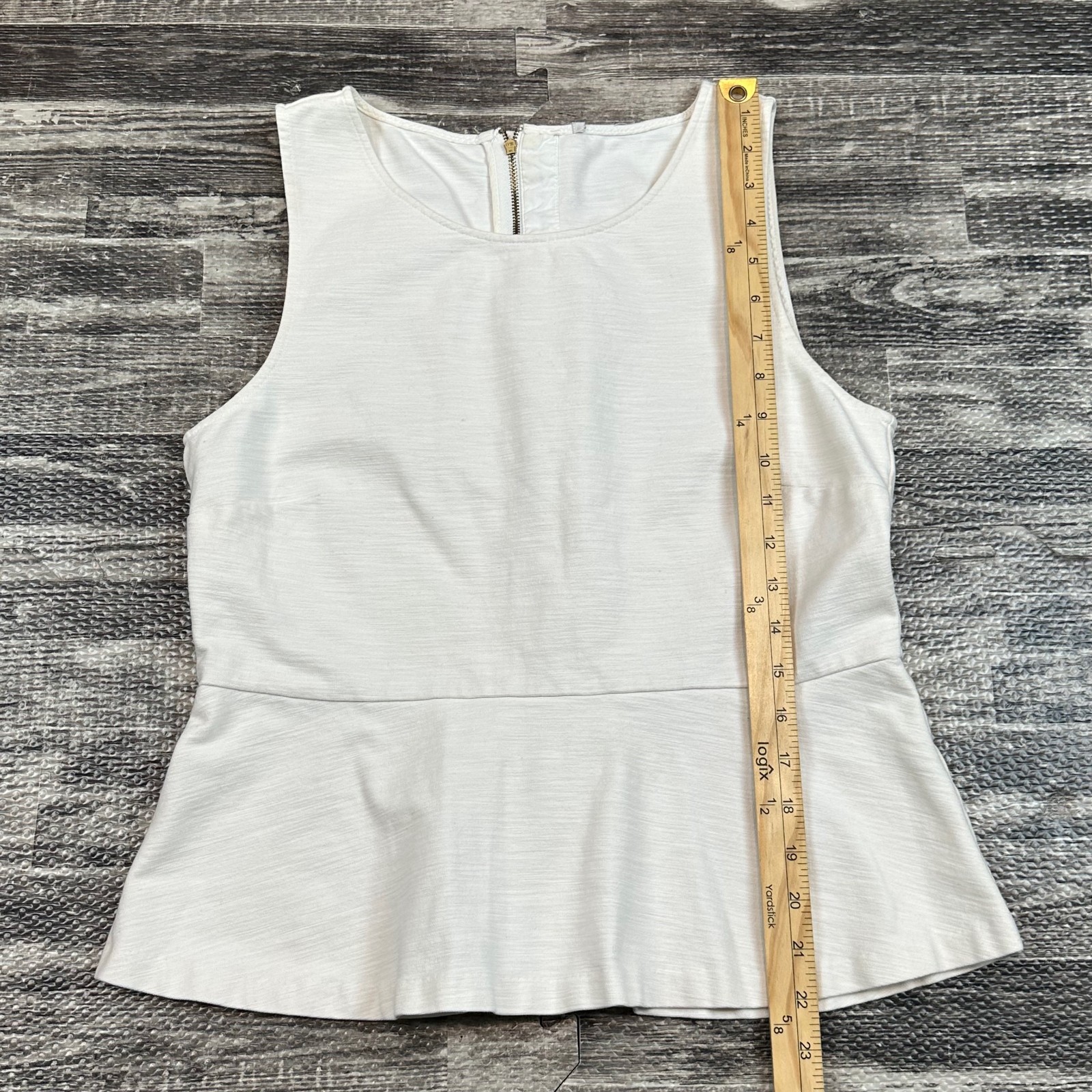 J. Crew Women’s sz MED White Cotton Spandex Sleeveless Peplum Top