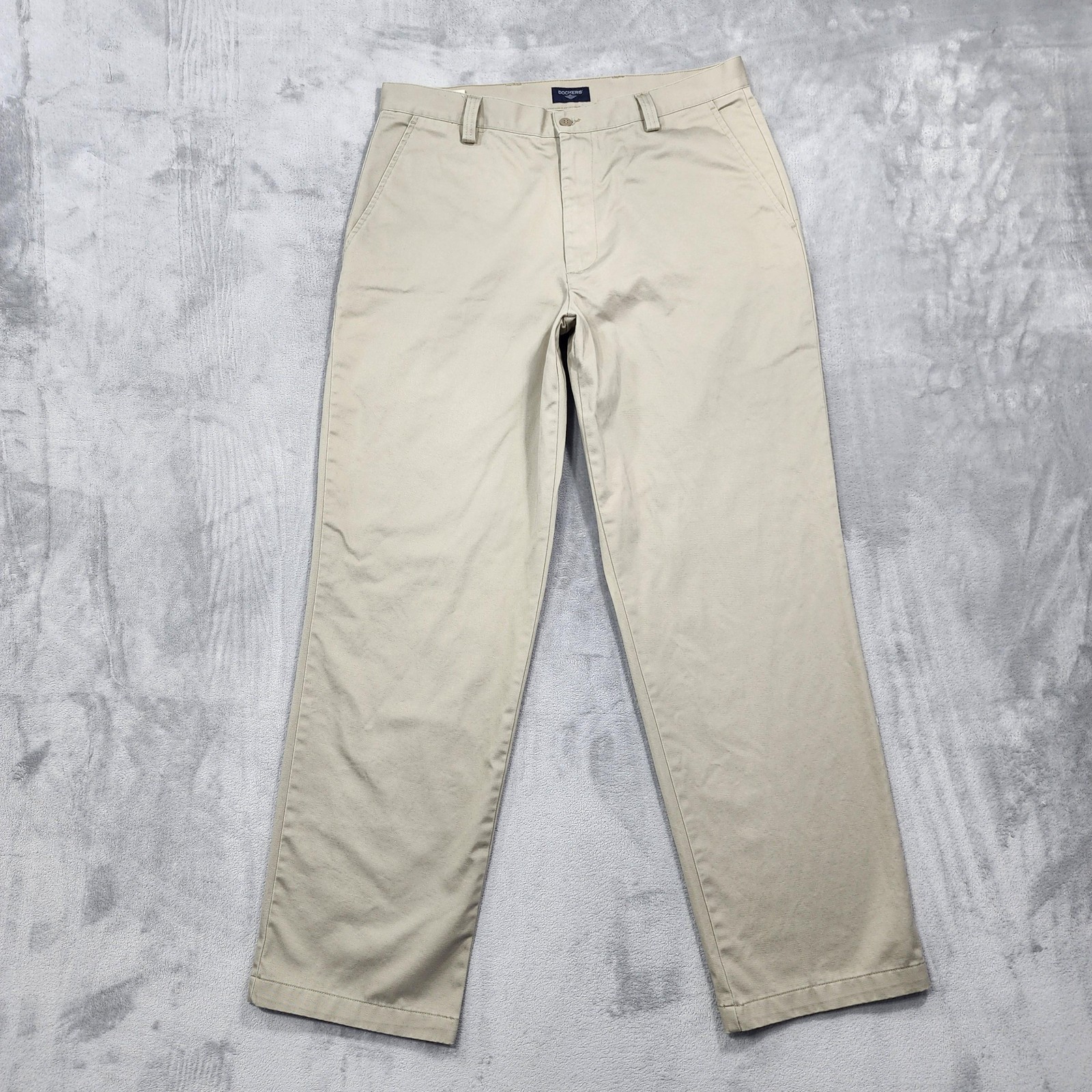 Dockers Pants Mens 36×34 Beige Regular Fit Flat Front Chino Straight Khakis