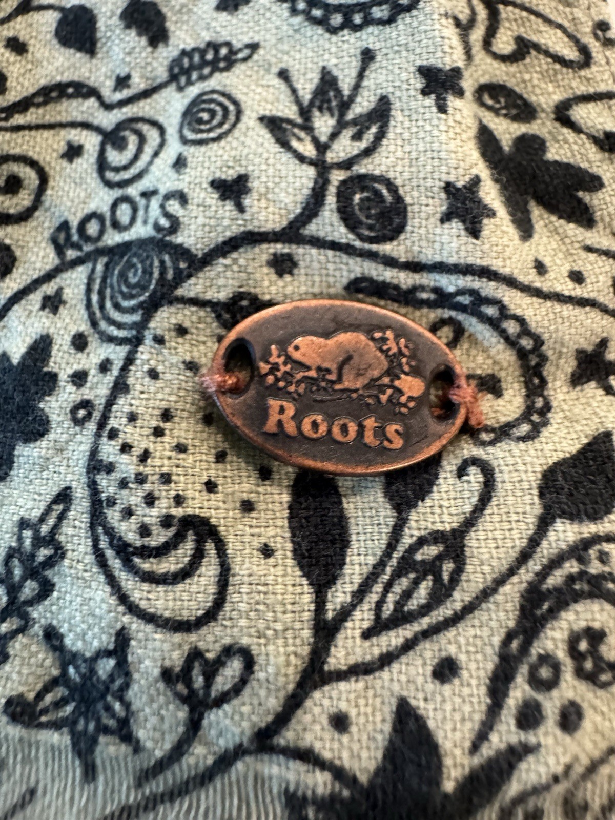 Roots Canada Cotton Silk Woodland Paisley Fringe Scarf Shawl Wrap 70 x 23