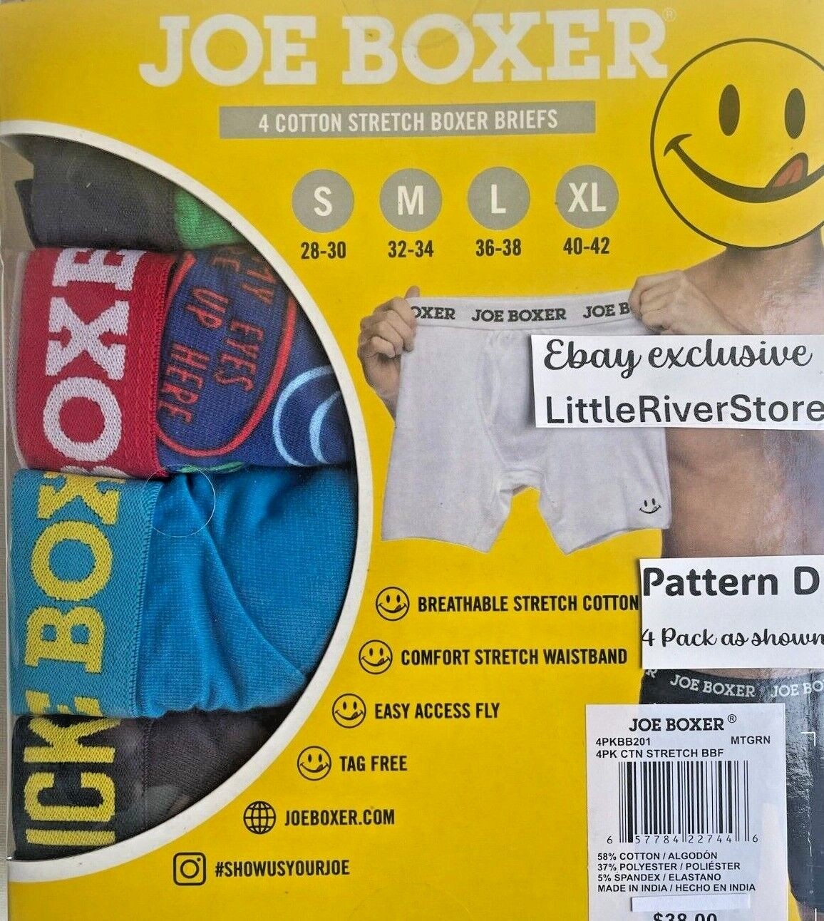 4 Pack Joe Boxer Size M 32-34 Boxer Briefs Cotton Stretch Many Patterns $38