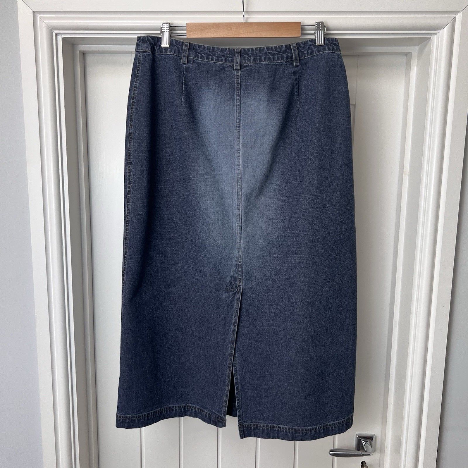 Roman Skirt Women’s UK 18 Blue Denim Straight Midi 100% Cotton Plus Size Y2K