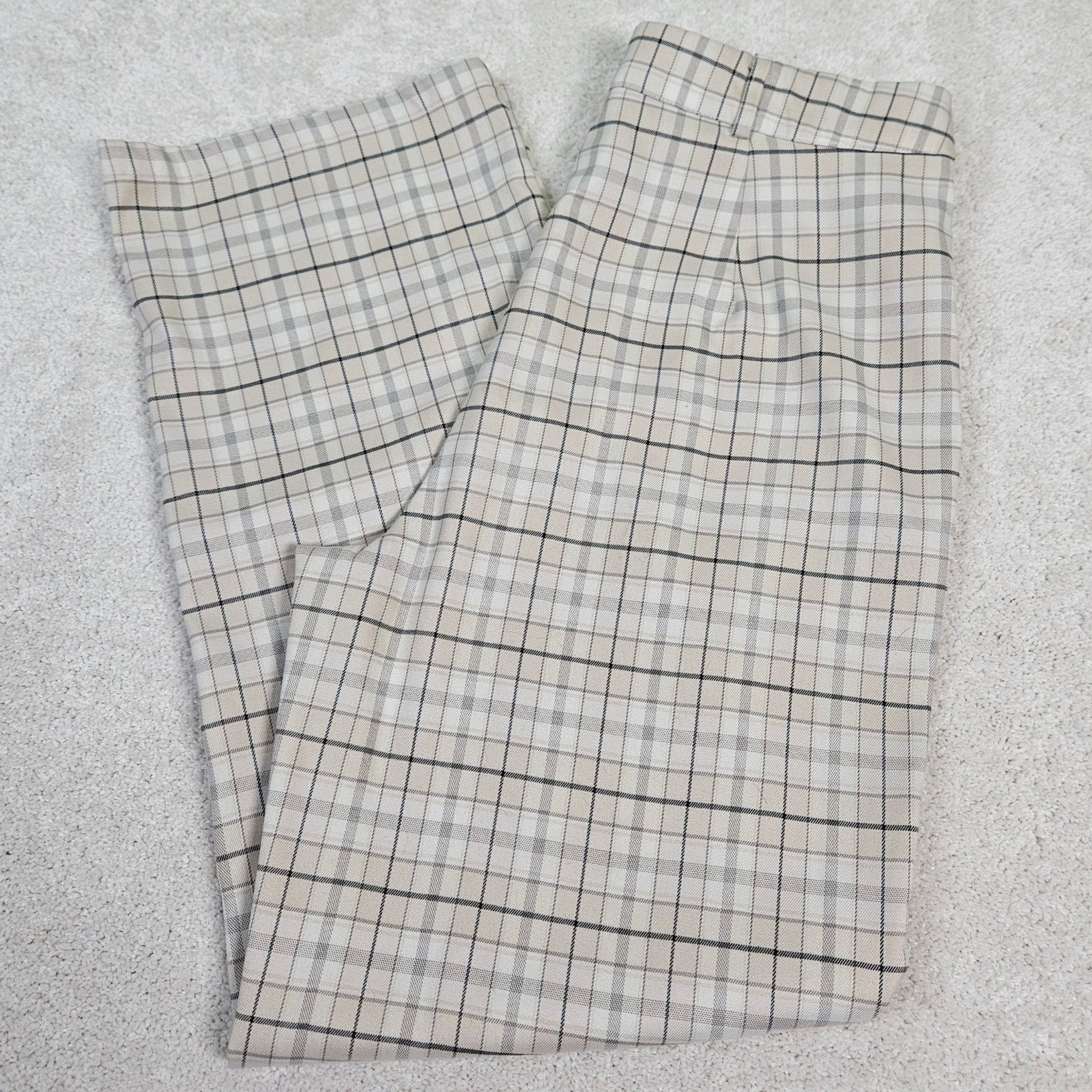 Womens Y2K Full Tilt Plaid Pants Beige Black Checkered Comfort Career Size XL