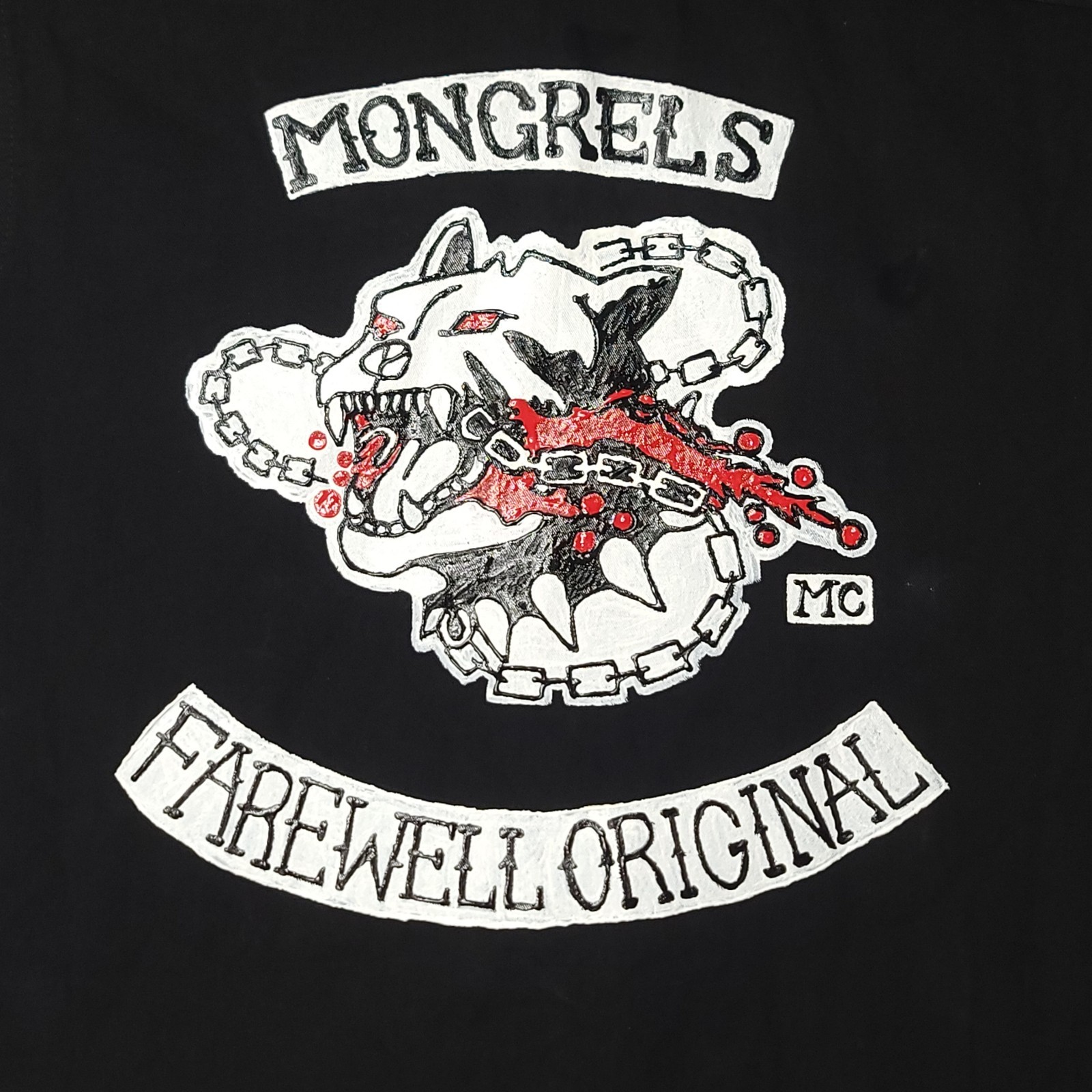 Rare Hand Painted Mongrels MC Farewell Original Wrangler Biker Vest Size M