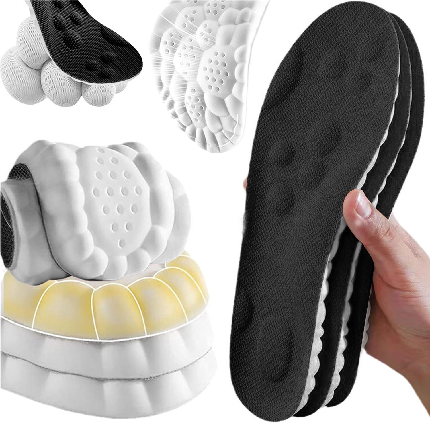 3Pairs Cushioning Insoles Memory Foam Work Sports Soft Insoles – Size Large 7-14