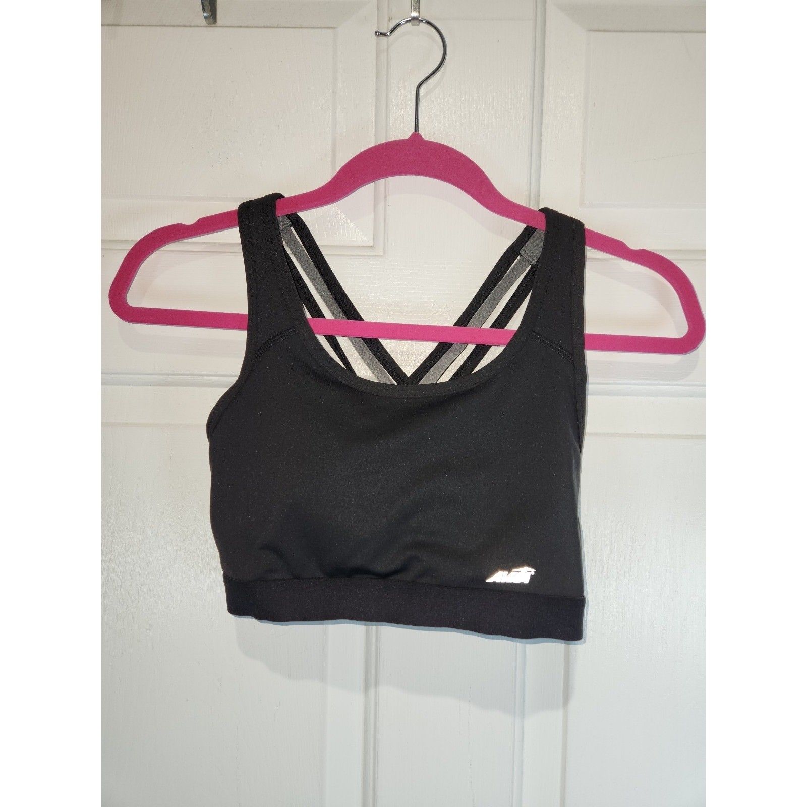 Women’s sz M 8 10 Avia Black Grey Sports Bra Racerback