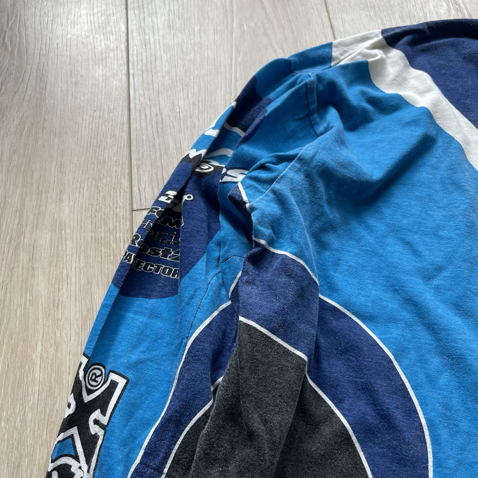 VTG 90s Fox Racing RS Single Stitch AOP Graphic Racing Mock Neck Jersey Sz XL