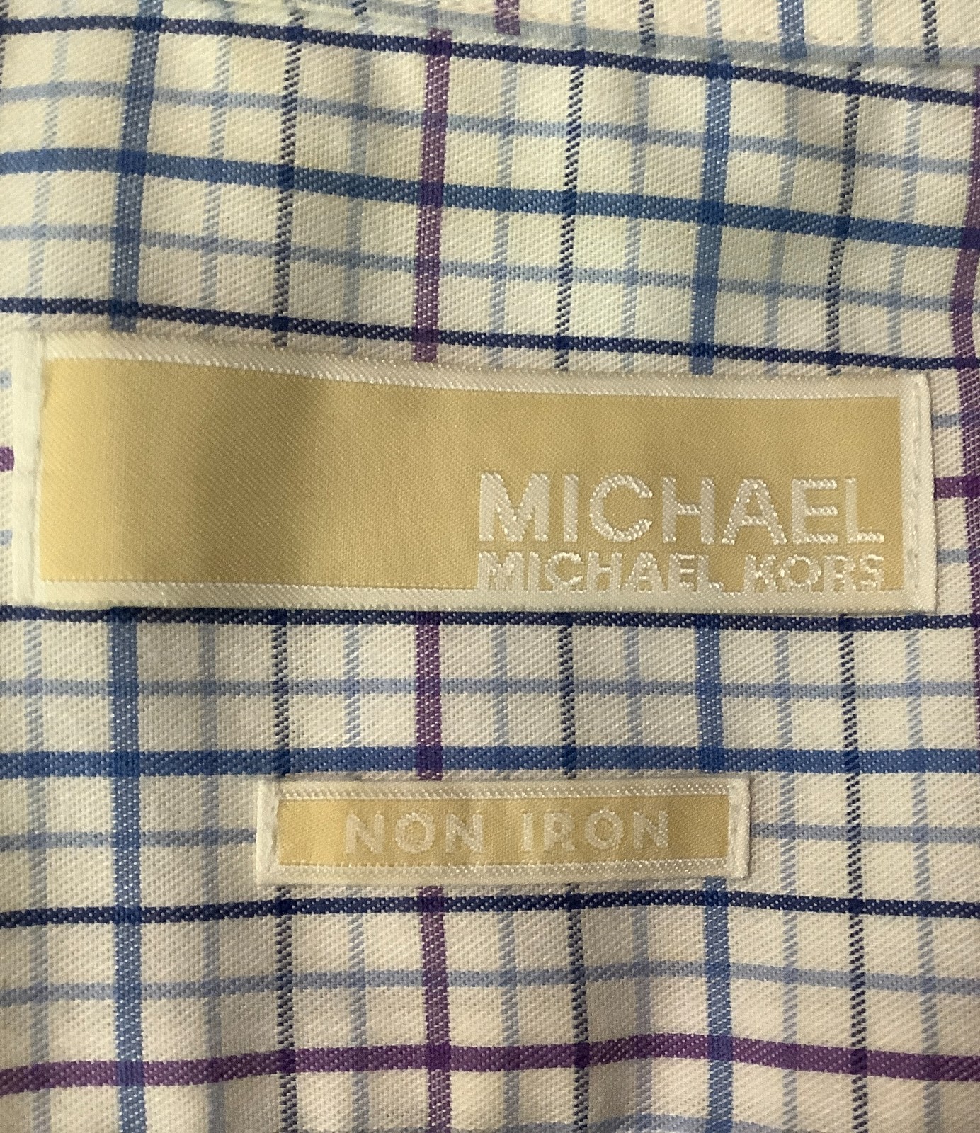 Michael Kors Plaid Button Long Sleeve Dress Shirt Medium 32/33 Non Iron