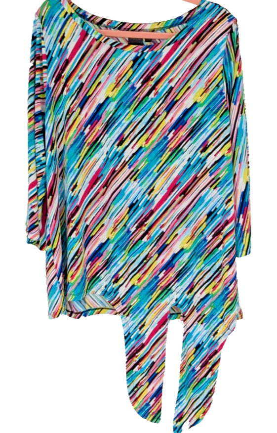 RAFAELLA Plus Top SIZE 1X Bright Stripe-Side Tie-Appears Unworn-Great