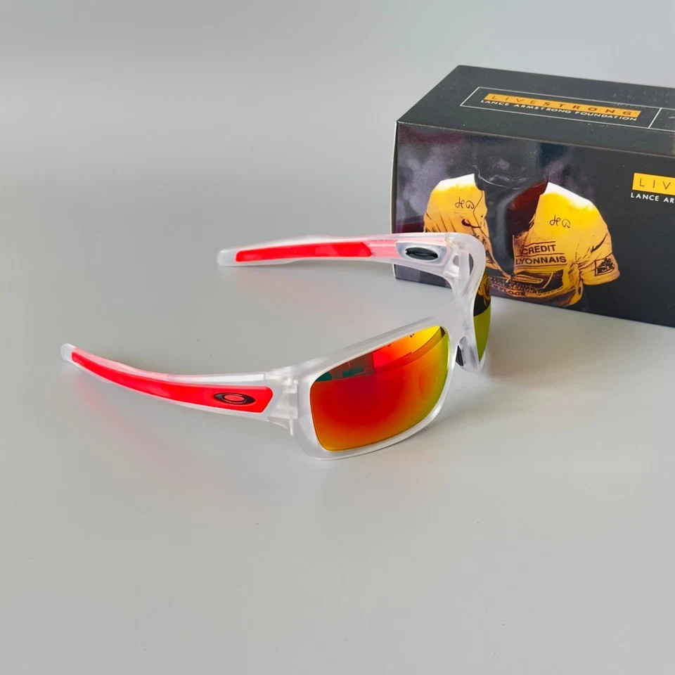 Oakley Turbine OO9263 Clear Frame Prizm Ruby Polarized Red Legs Sunglasses