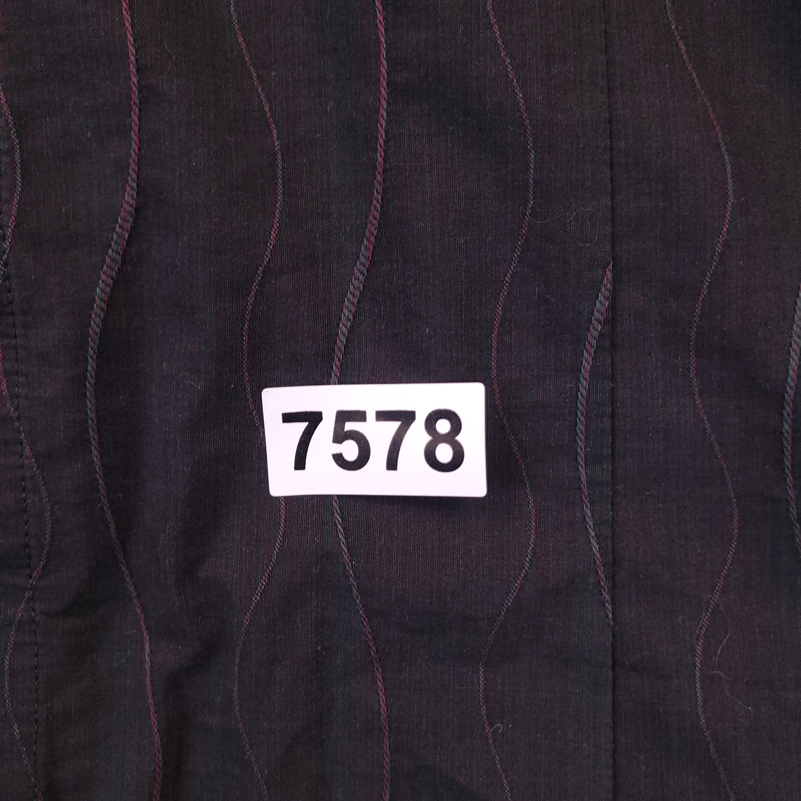 7D 7 Diamonds Shirt Mens Large Black Abstract Wavy Stripe Cotton Polyester
