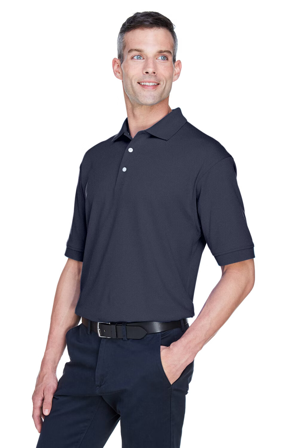 Devon & Jones Men’s Solid Color Interlock Polo White or Navy D140S Sizes 2XL-4XL