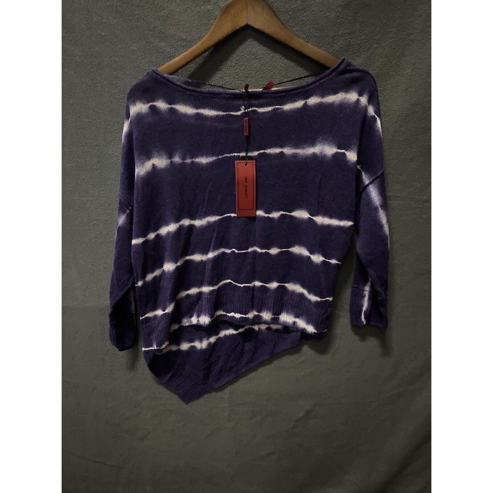 Love Scarlet Sweater Long Sleeve Womens M Medium Asymmetrical Hem Tie Dye Stripe