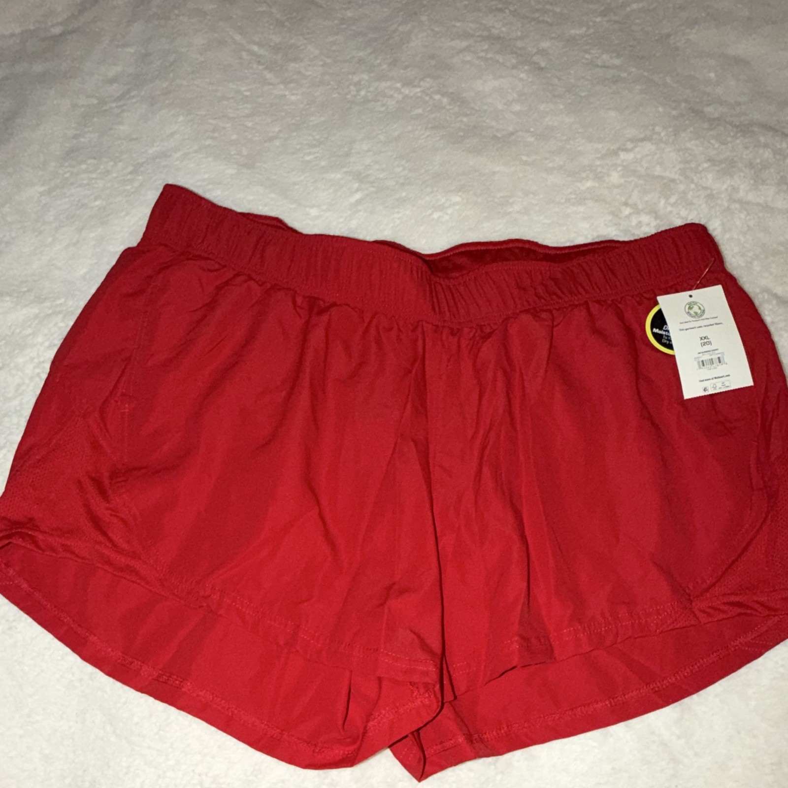Avia Women’s Athletic Activewear Shorts Red Solid Elastic Waist Recycled Poly