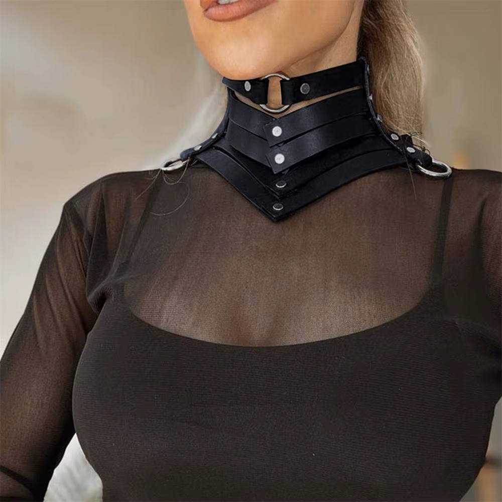Black Sexy Trendy Rock Gothic Collar Necklaces Jewelry Gothic Leather Belt Rivet