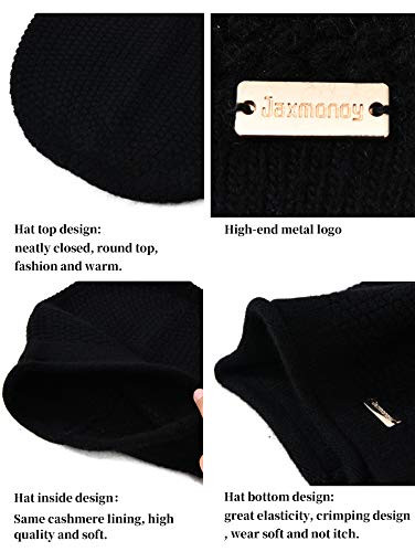 Slouchy Beanies for Women Winter Soft Warm Cashmere Hat Skull Cap Ladies Black