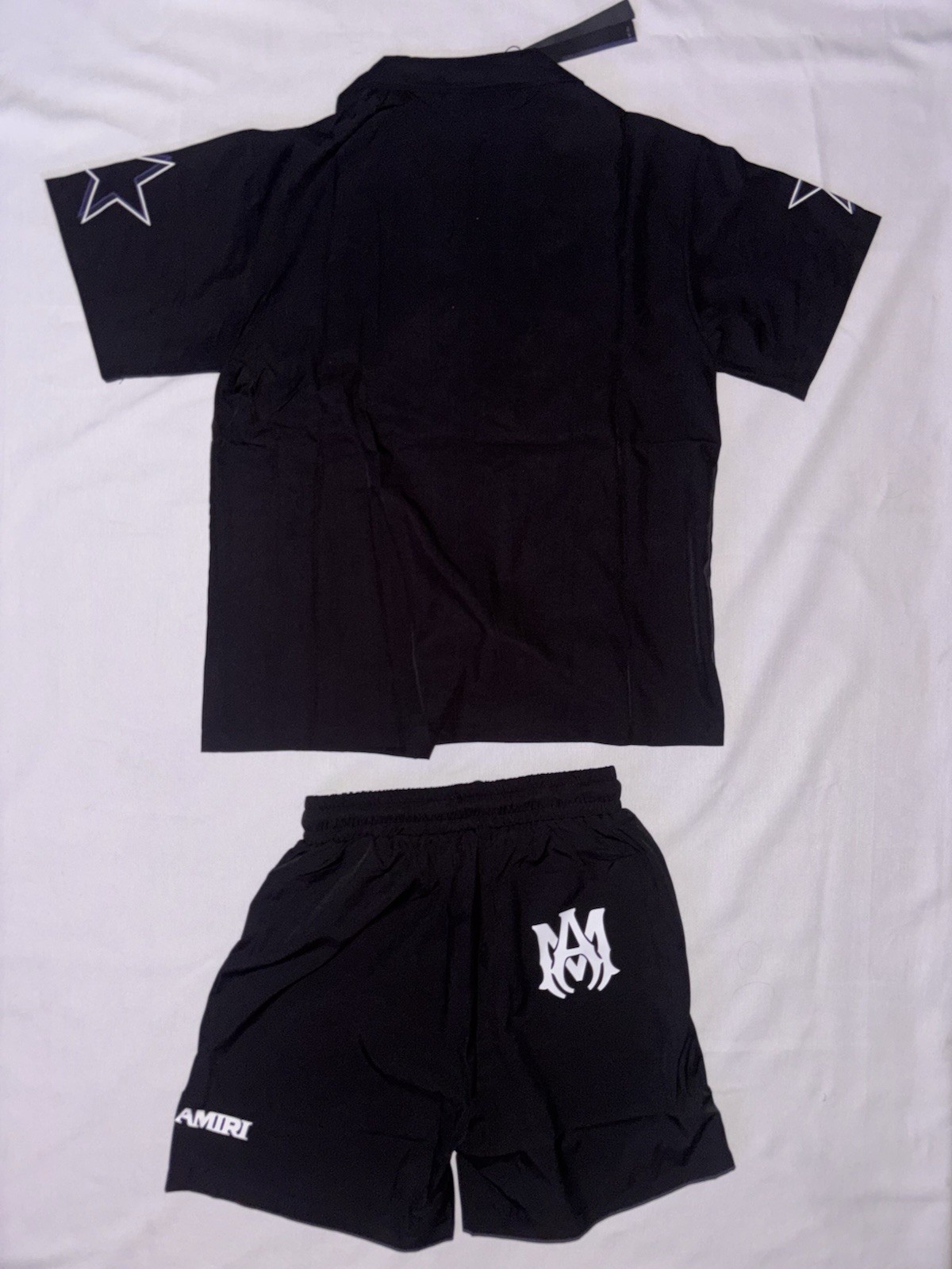 AMIRI Men’s 2-Piece Logo Shirt & Shorts Set Black Short Sleeve Collared S