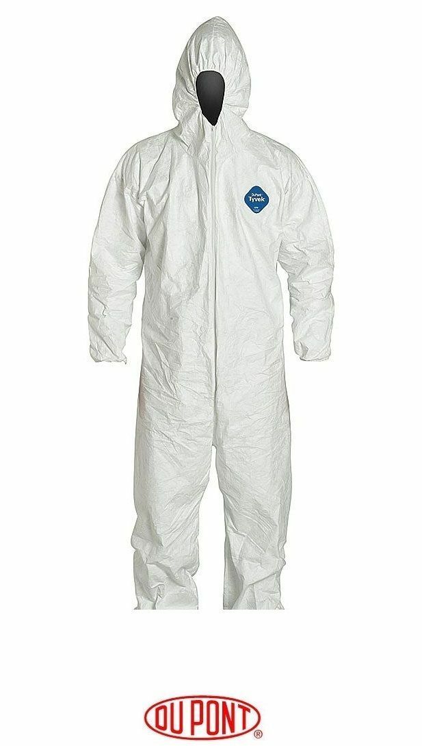 Dupont TY127S TYVEK Disposable Protective Coverall Bunny Spray Suit W/Hood 25/CS