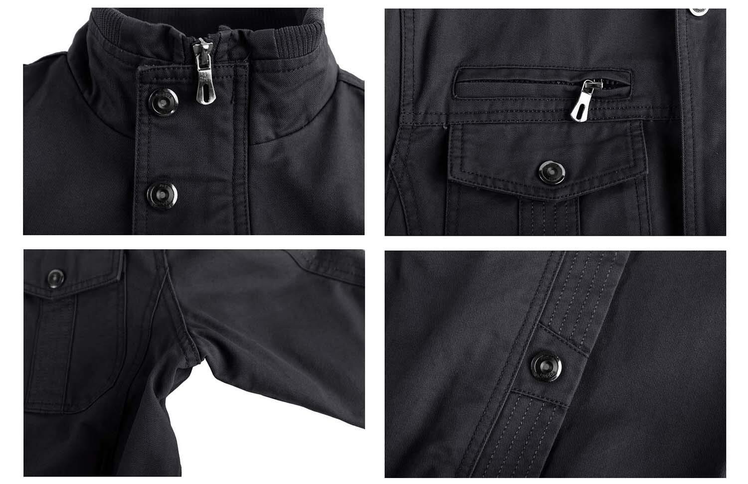 Men’s Winter Cargo Jackets 6 Pockets Warm Cotton Windproof Bomber Work Jacket
