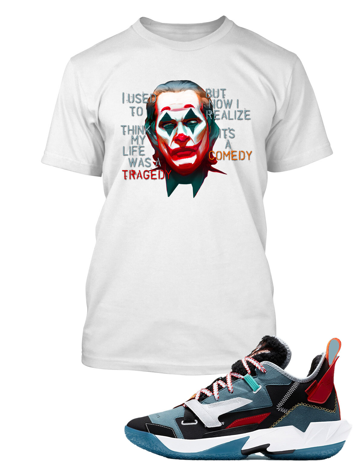 Joker Sneaker Tee Shirt To Match Facetasim Shoe Graphic Comedy Horror tshirt