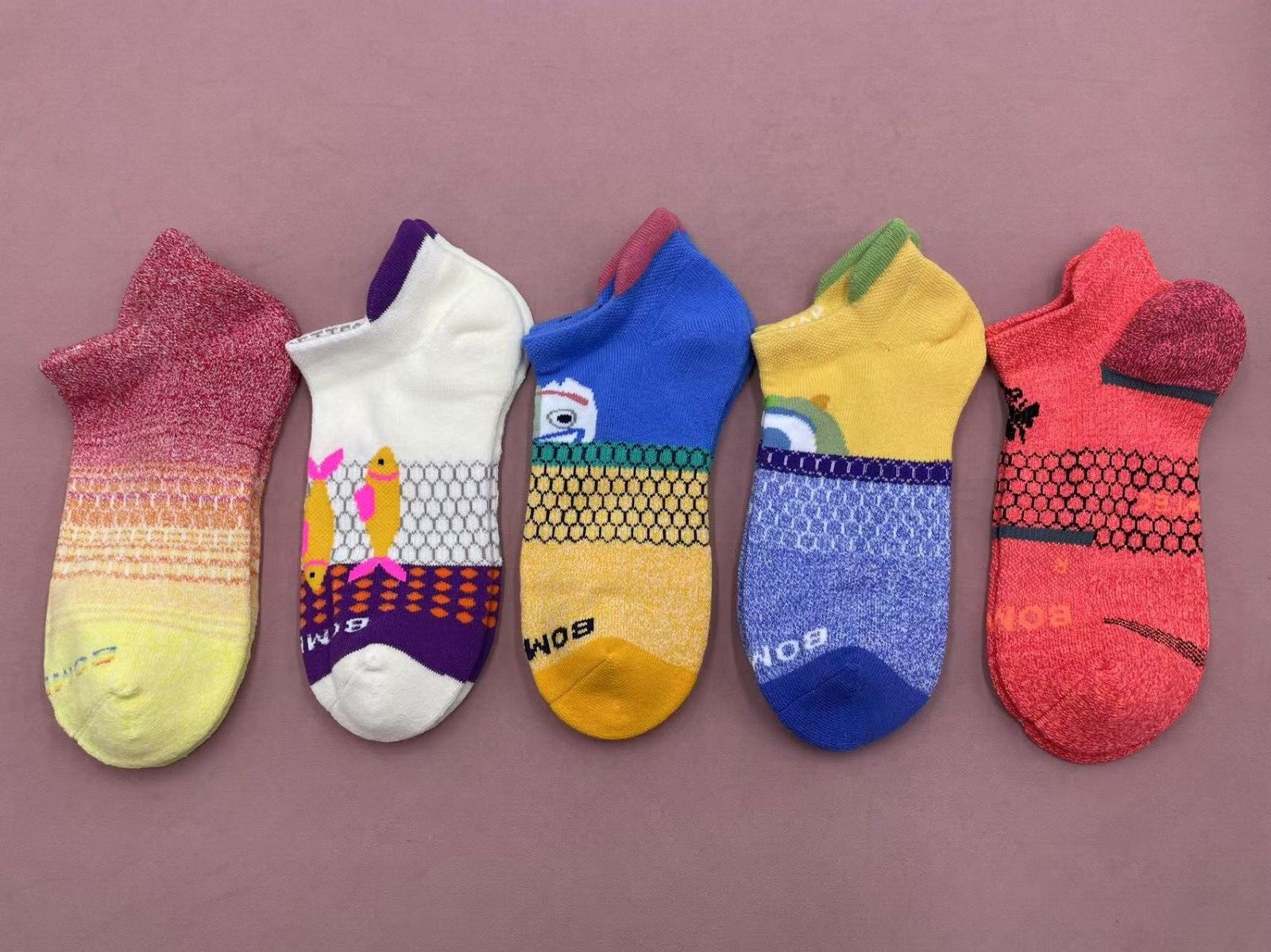 Bombas Women’s 5 pairs Solid Honeycomb Ankle socks – Size Medium 8-10.5 5 Colors