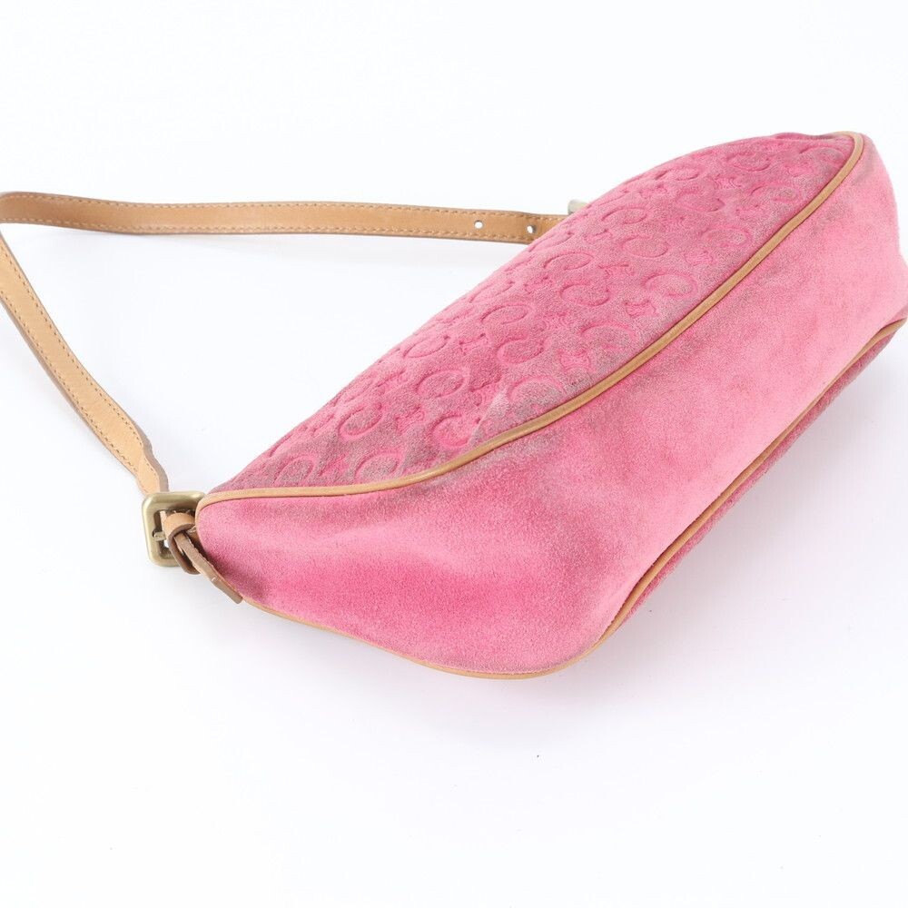 CELINE Shoulder Bag Suede C Macadam Leather Pink Vintage Authentic From Japan