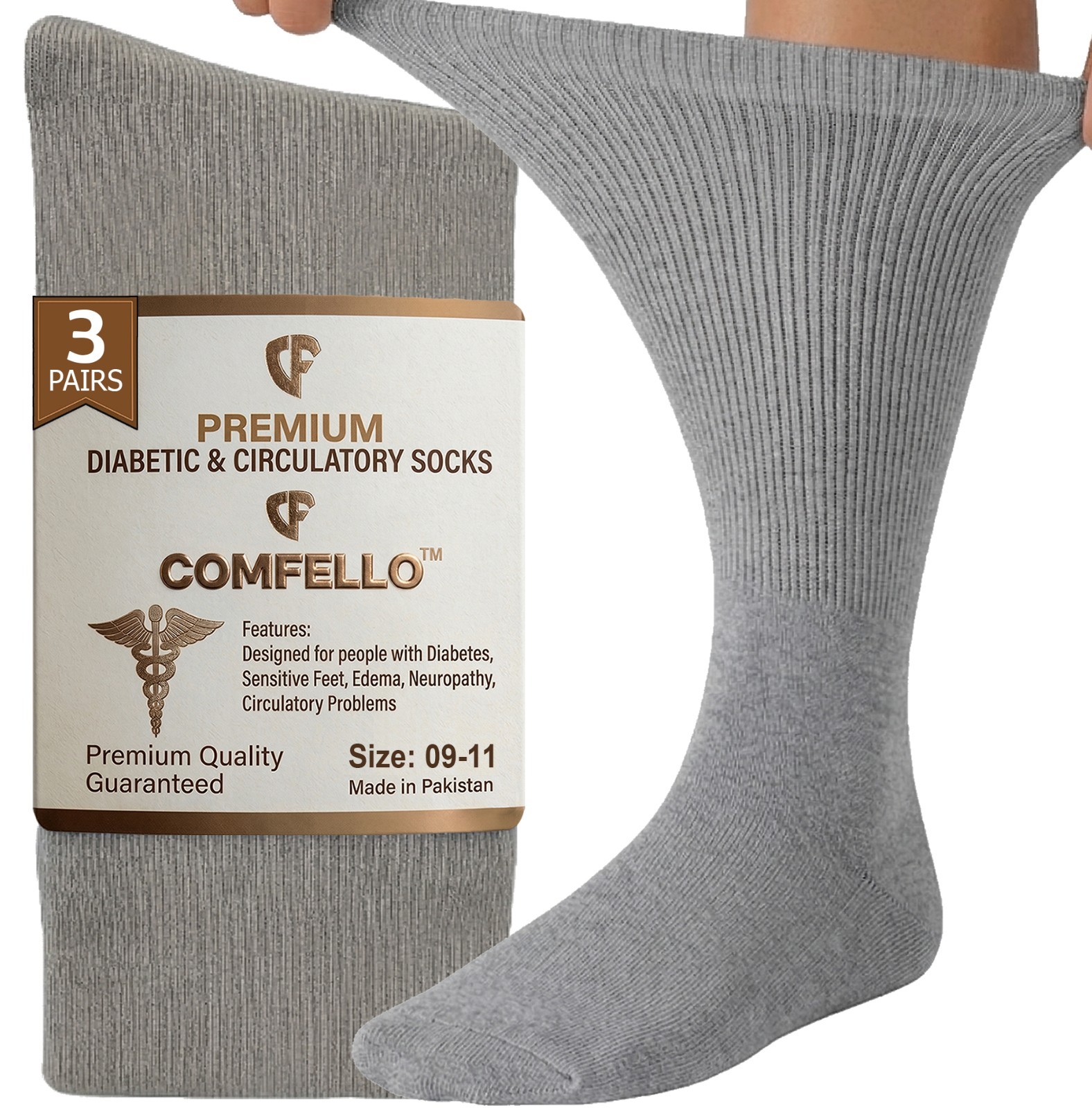 3 6 12 Pairs Diabetic Crew Socks Mens Circulatory Health Non Binding 9-11 10-13