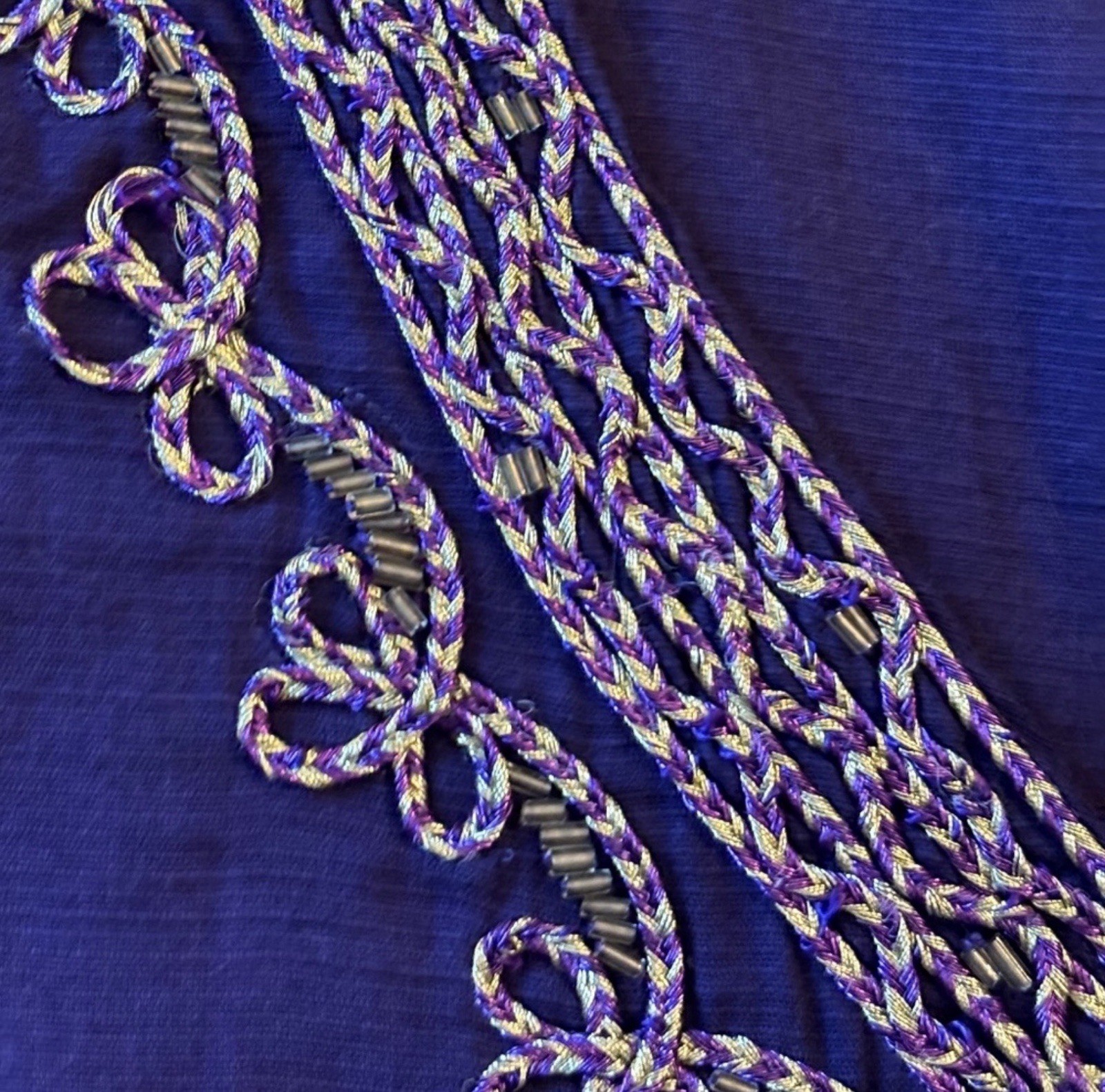 Chico’s Dark Purple V Neck Embellished Cotton Tunic Size 1 Reg 8/10 Med