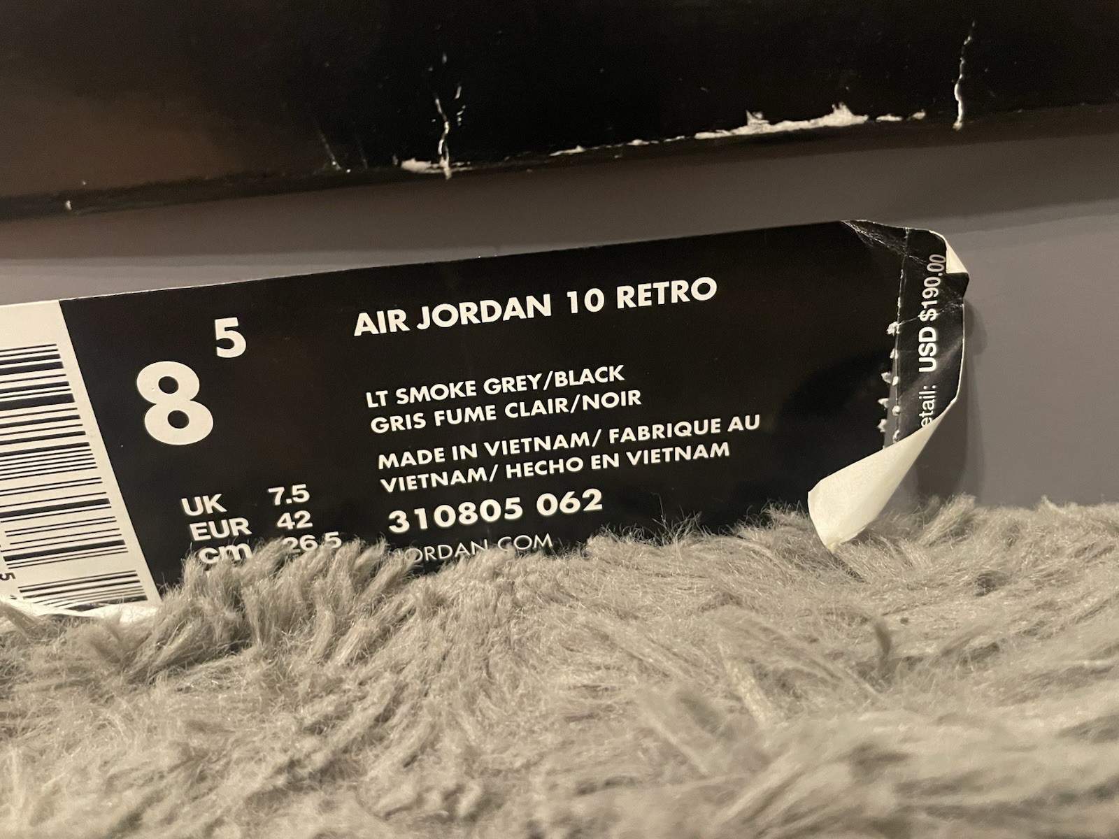 Jordan Air Jordan 10 Retro Cement Light Smoke Grey/Red-Black 2018 310805-062