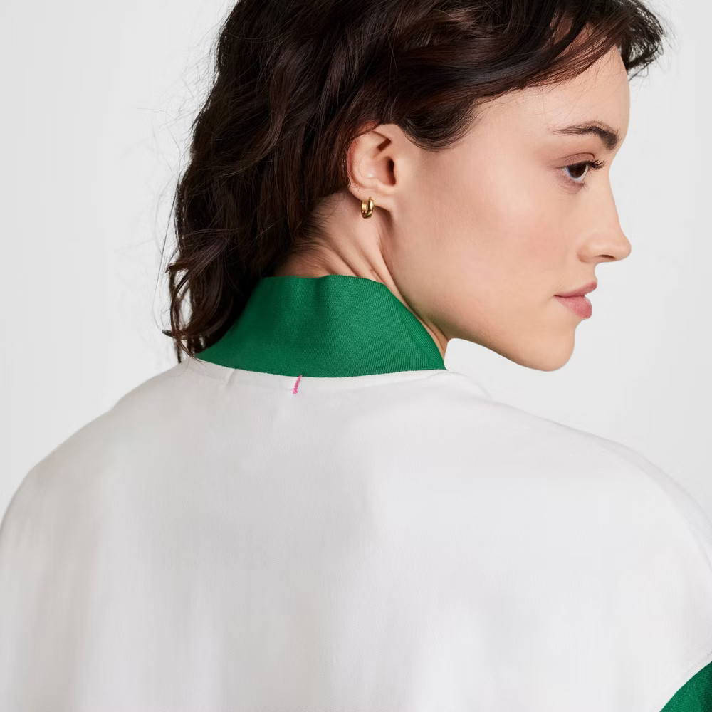 Champion Women Collegiate Cardigan – White/Green Striped XS