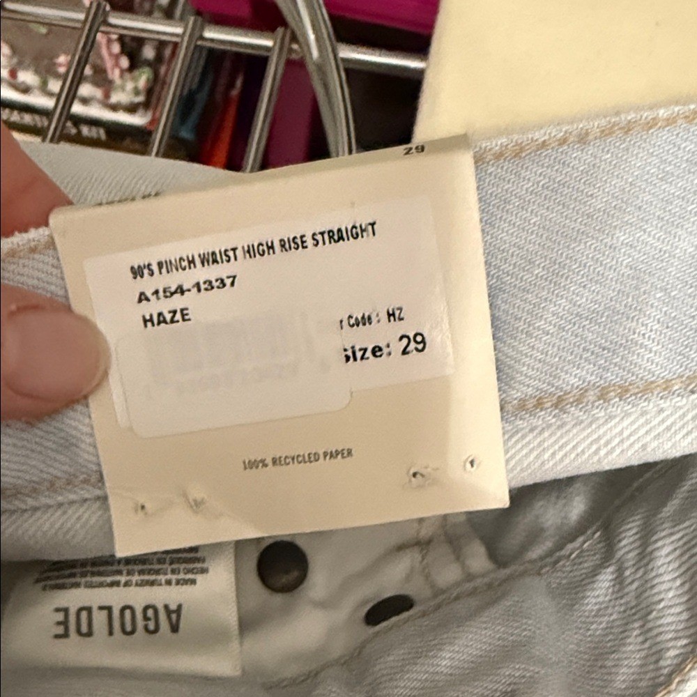 NWT AGOLDE 90’s Pinch Waist High Rise Straight Jean in Haze Size 29