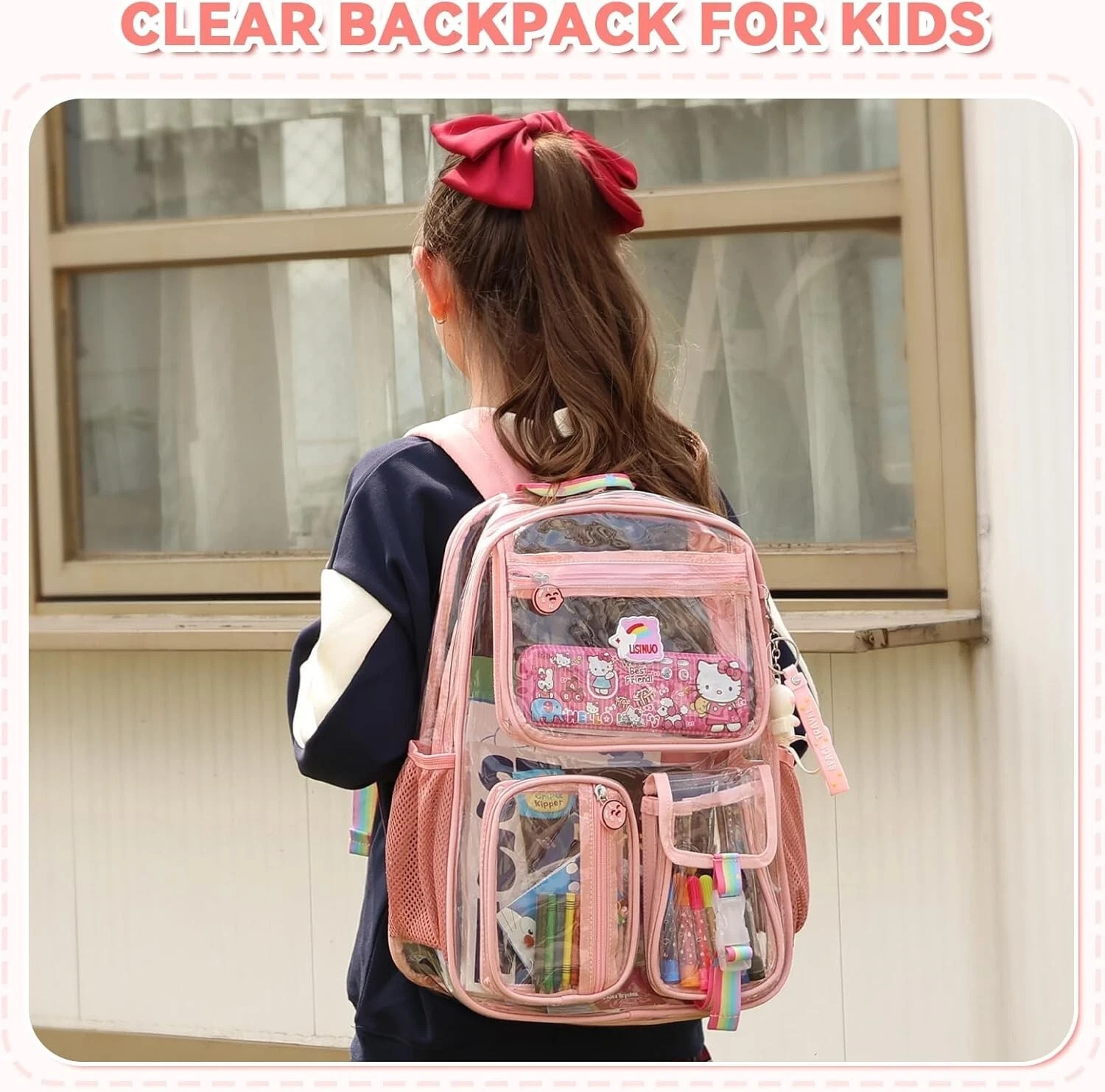 Clear Backpack Heavy Duty Transparent Backpacks Stadium Approved Women Men Kids