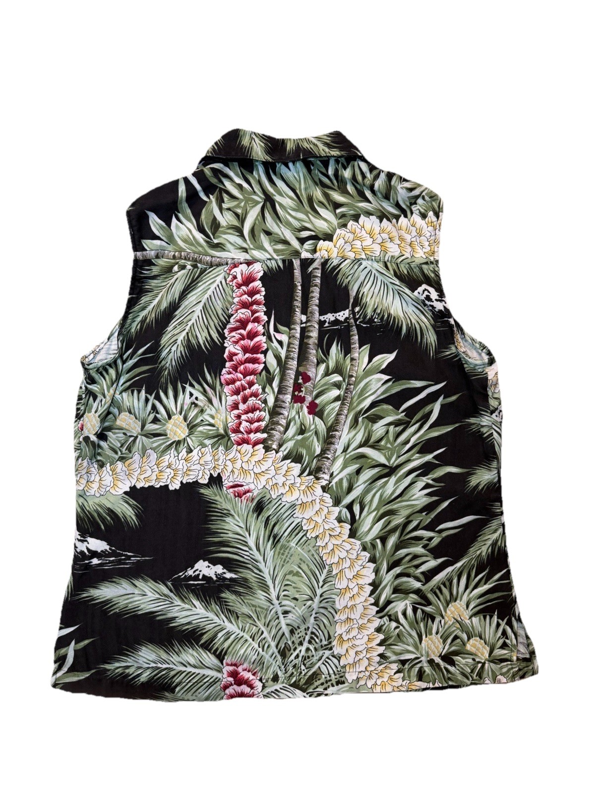 Tommy Bahama Maternity M Silk Sleeveless Collared Button-Up Tropical Floral