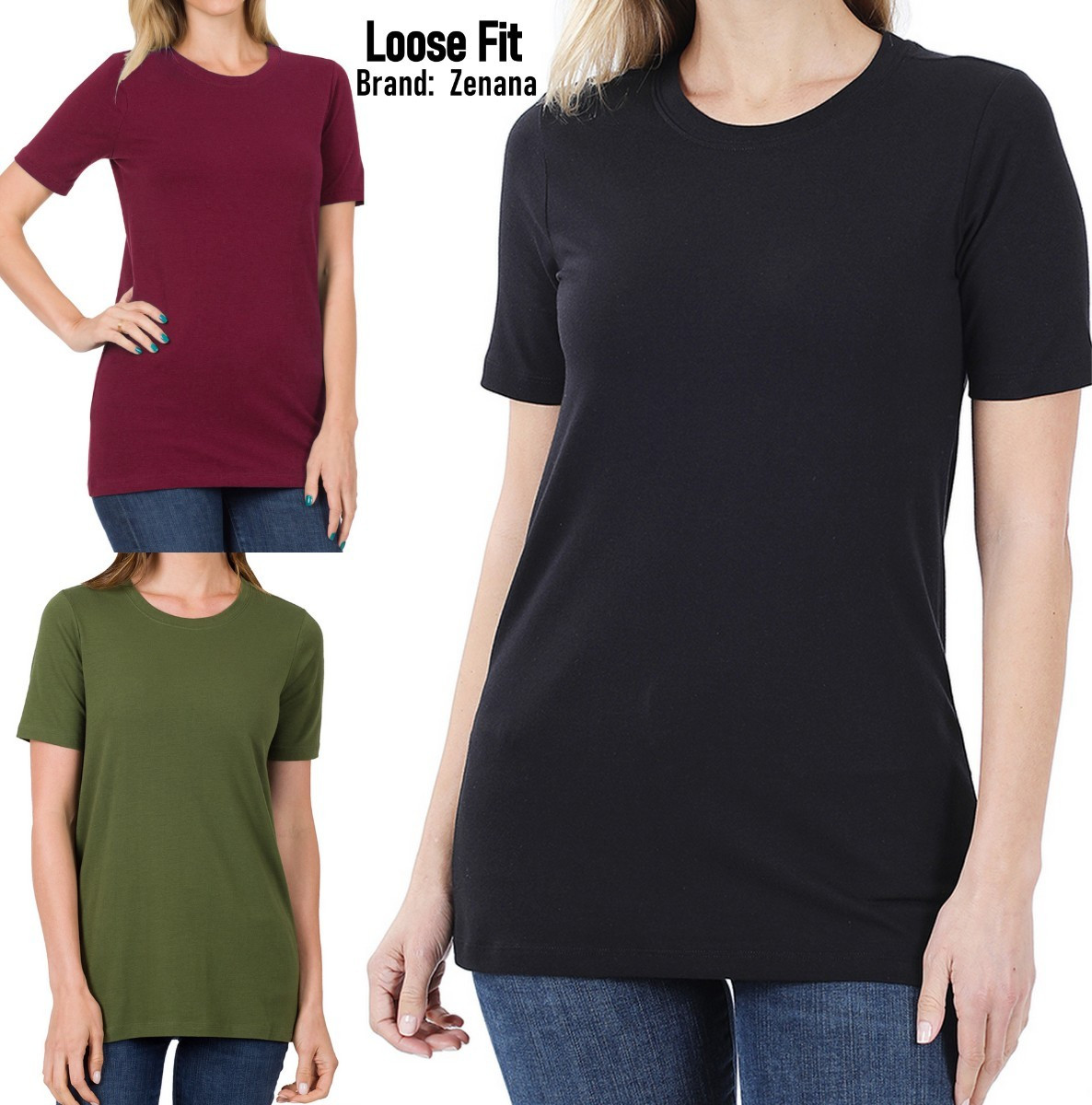 Women’s Crew Neck Cotton T-shirt Short Sleeve Basic Plain Tee Soft Stretch Top