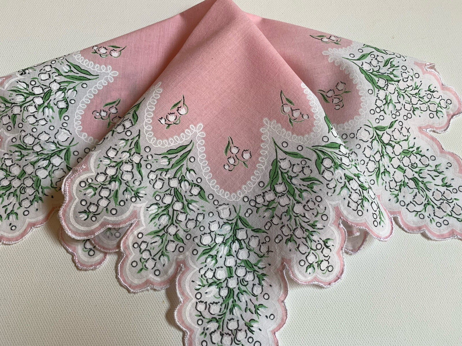 Beautiful New Pink Lily Of The Valley Floral Handkerchief – LuRay Hankie!
