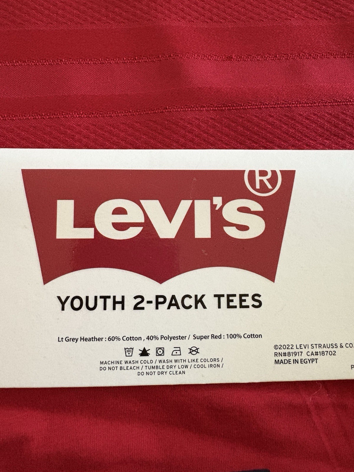 NWT Levi’s Boy’s 2-Pack Short Sleeve Graphic Logo Print Crewneck Tee Size 10/12