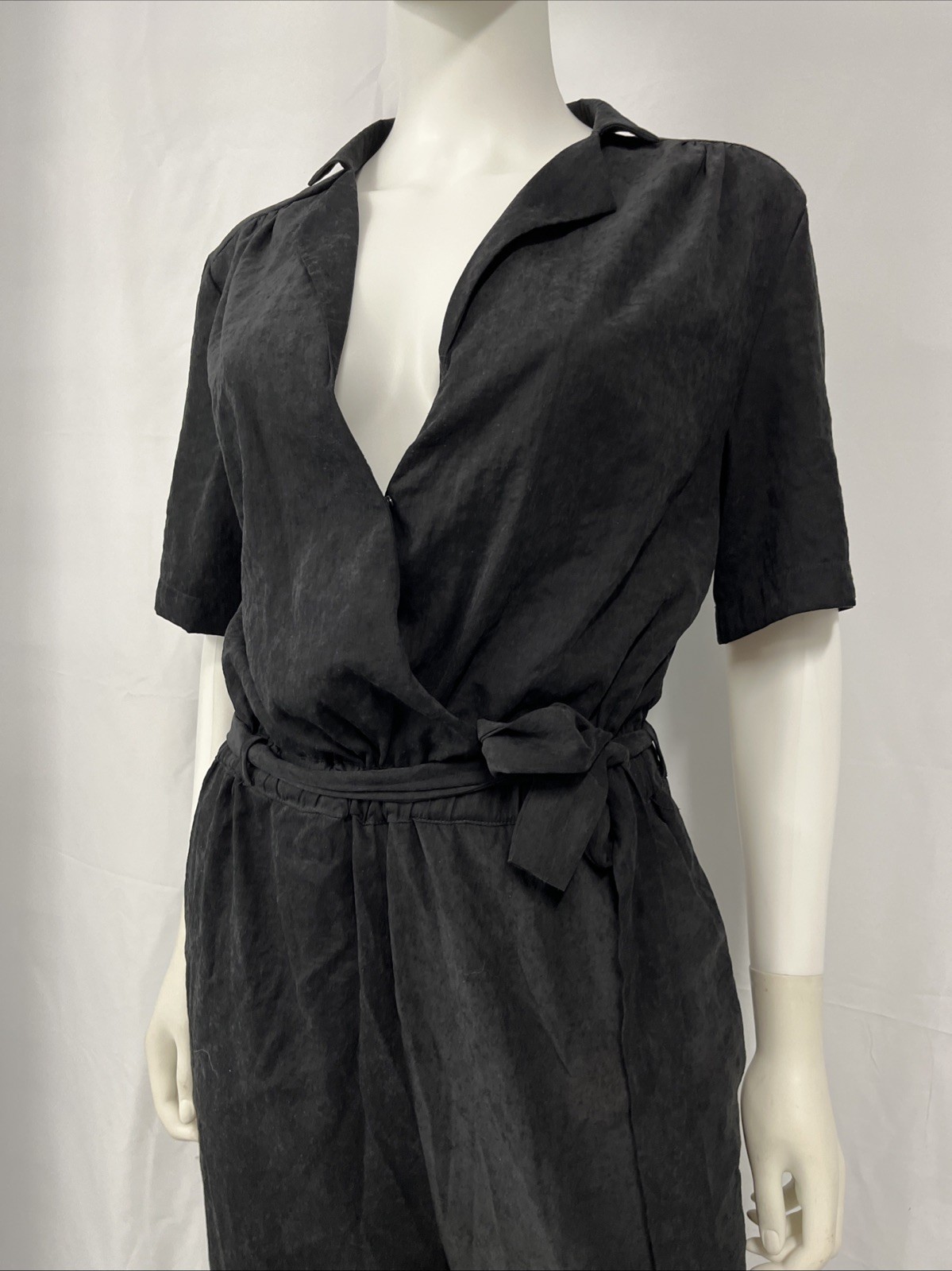 Lira Black Jumpsuit Women’s Medium Liquid Casual Sash Minimalist Fashion
