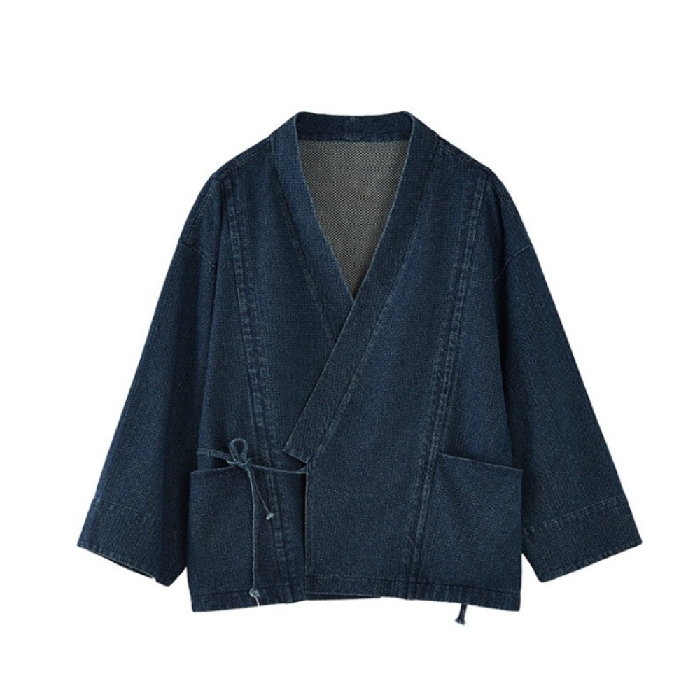 Unisex Adult Casual Denim Kimono Cardigan Jacket Loose Haori Outwear Coat Summer