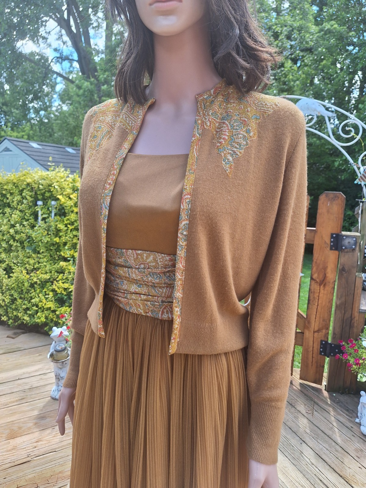 VTG Mid-century 50s 60s UNION LABEL Party Cocktail Dress Cardigan Sweater SET S