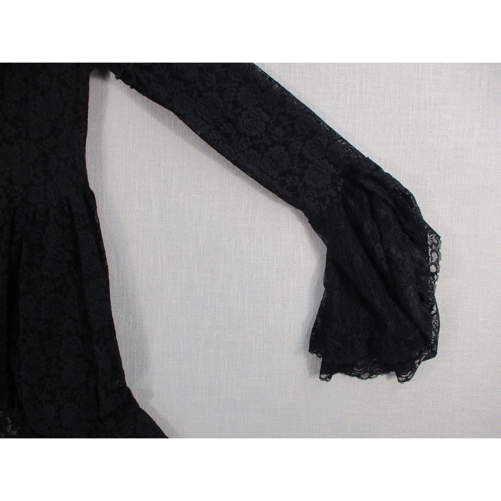 Gothic Black Lace High Low Dress Bell Sleeve Victorian Steampunk Dress Top