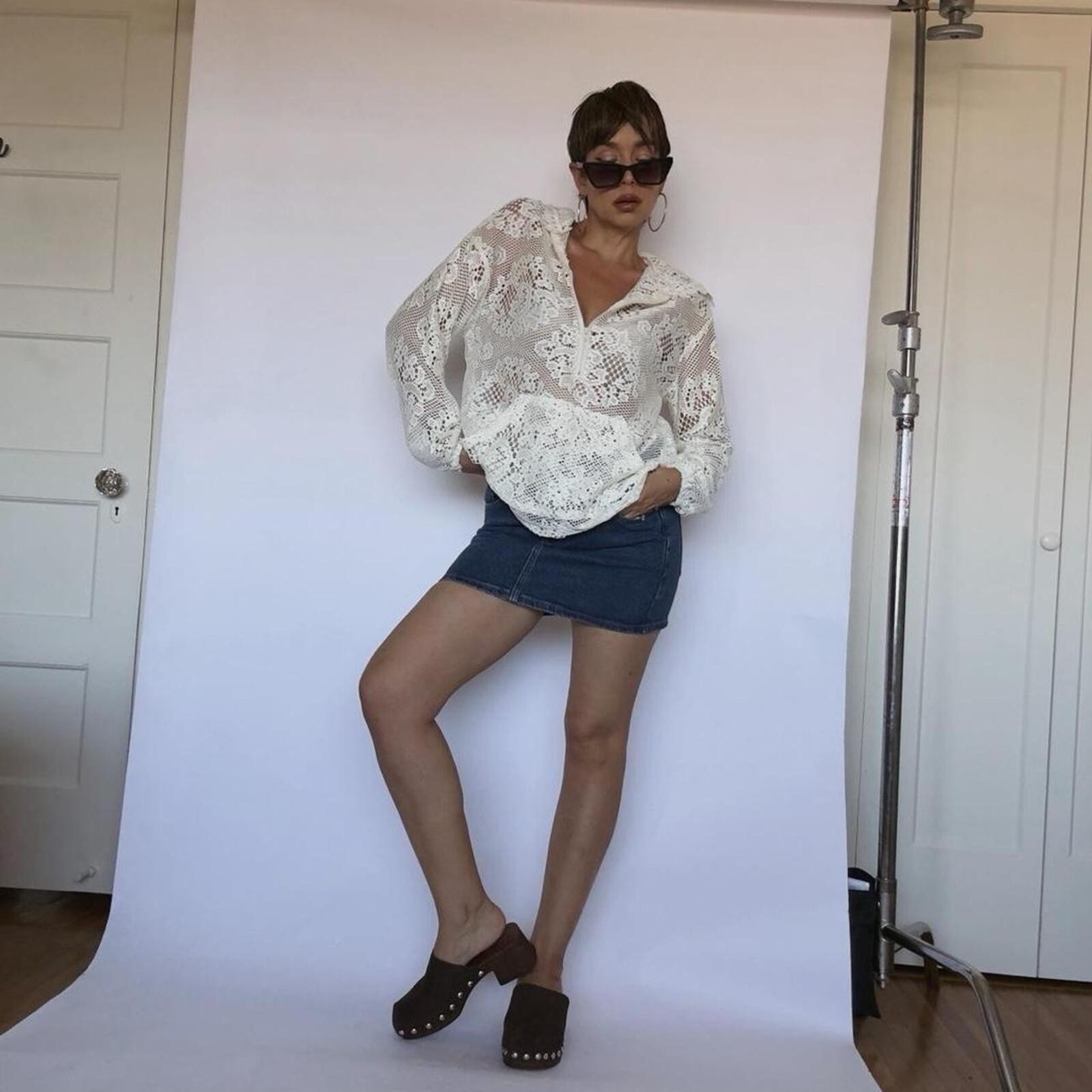 White crochet Hoodie Top