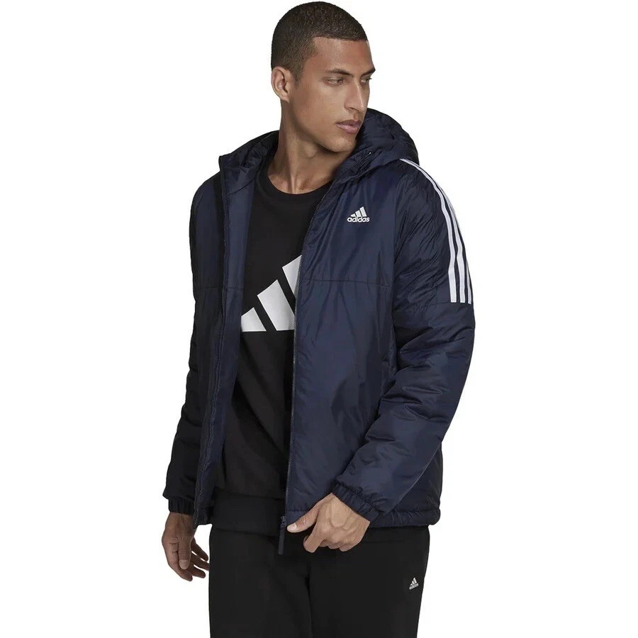Adidas Essentials Mens size L Navy Insulated Hooded Puffer Outdoor Jacket GT9165