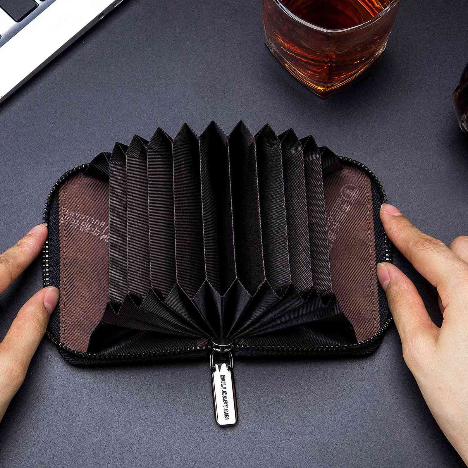 2X Leather Men Wallet Card Pack Zipper Card Case Holder Credit Card Bag6038
