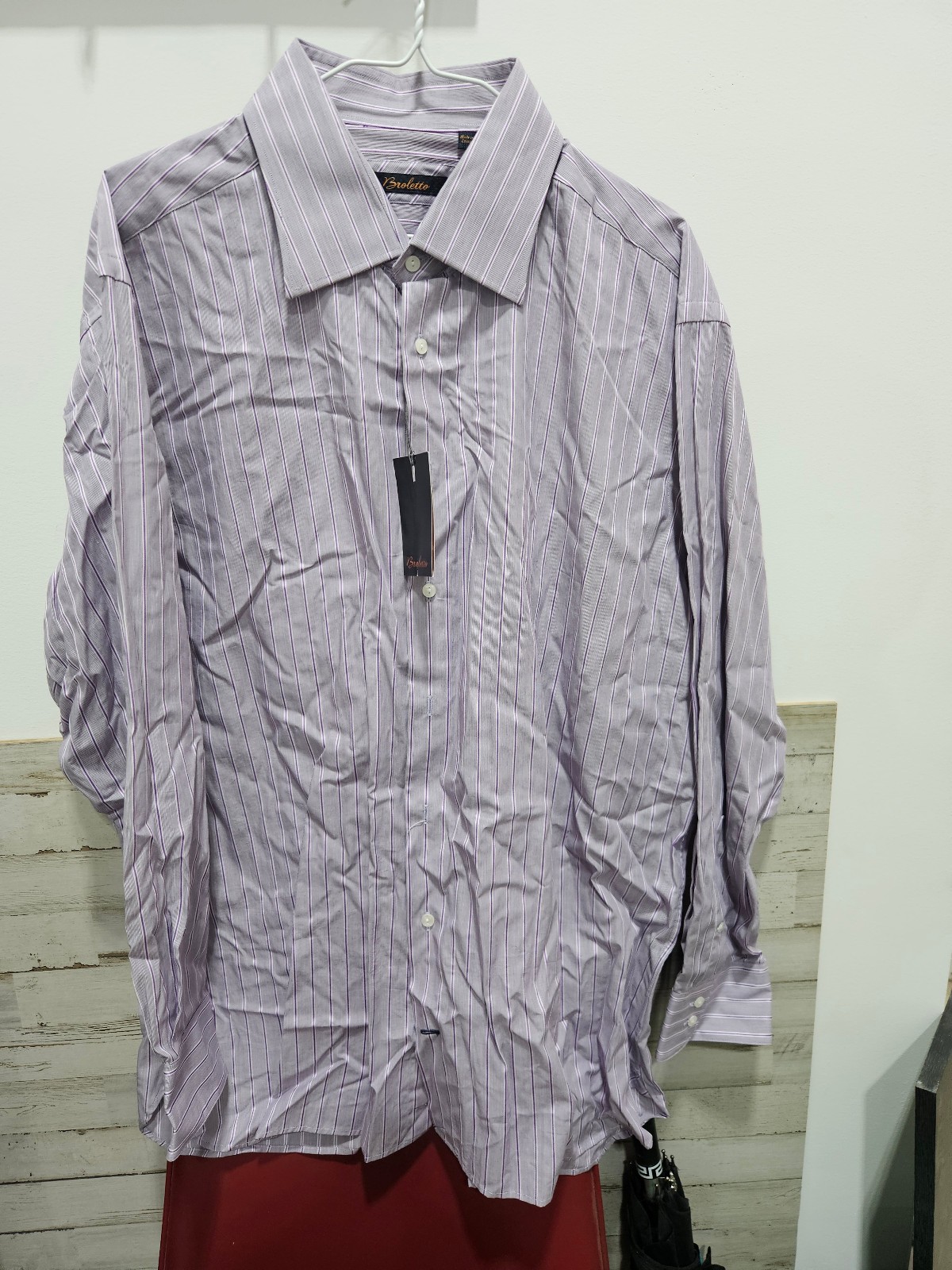 Broletto striped Dress Shirt Men’s 34/35 17.5 Business Casual Preppy Button Down